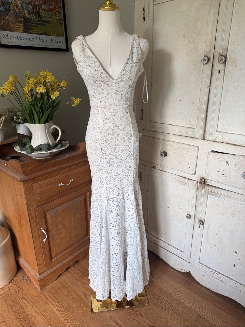 Lulu's Cream Lace Maxi Dress - Picture 10 of 10